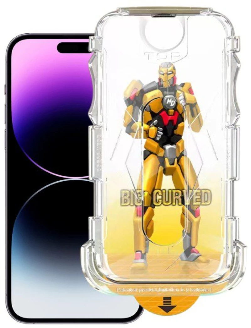 Full Cover Tempered Glass με Οδηγό για iPhone 14 Pro Max-Black OEM
