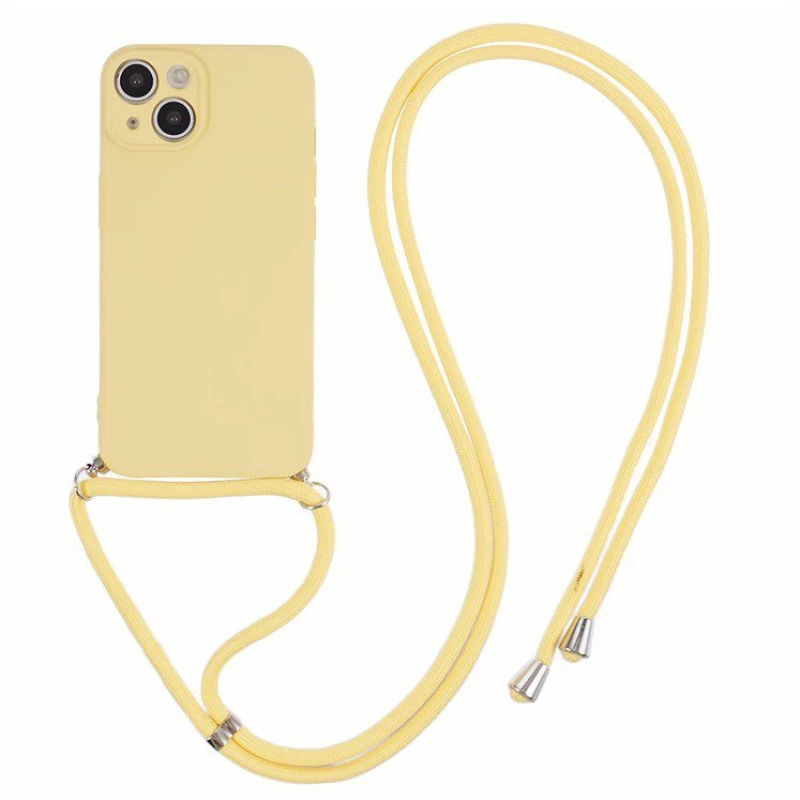 Θήκη Σιλικόνης με Κορδόνι για το Λαιμό για iPhone 13- Yellow OEM