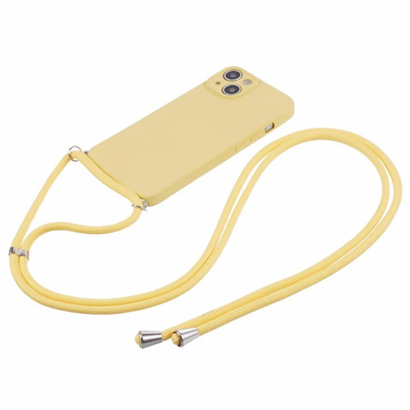 Θήκη Σιλικόνης με Κορδόνι για το Λαιμό για iPhone 13- Yellow OEM