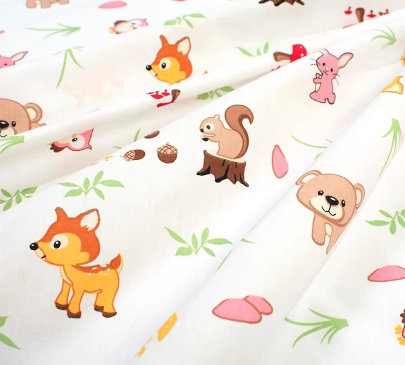Σεντόνι Λίκνου (80x110) Forest Animals 571 White-Pink βαμβακερό DimCol