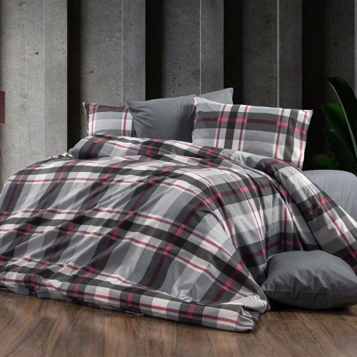 Σετ Σεντόνια Μονά (160x240) Εκάβη 424 Grey-Bordeuax DimCol