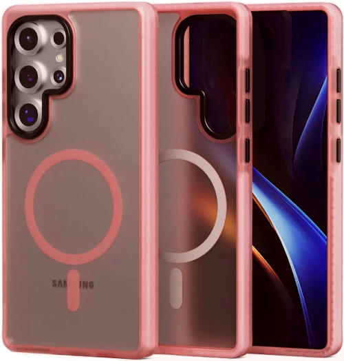 Θήκη Samsung Galaxy S25 Ultra Spacecase Hybrid Fusion Mag Ημιδιάφανη Σκληρή με MagSafe - Pink (5905719114329)