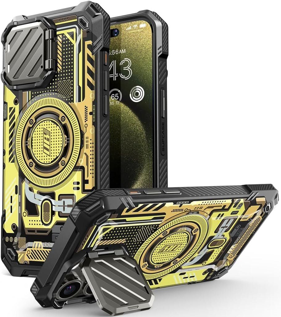 Θήκη iPhone 15 Pro Max Supcase Unicorn Beetle XT Mag Ανθεκτική MagSafe με Μεταλλικό Κάλυμμα για την Κάμερα - Yellow Circuit (843439142862)