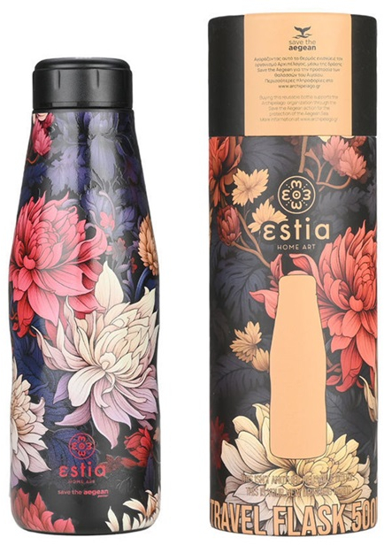 Estia Home Art Θερμός Travel Flask Save The Aegean Midnight Blossom 500ml - 01-22099