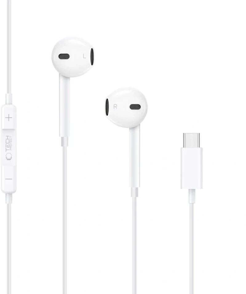 Tech-Protect Ultraboost In-ear Handsfree Ακουστικά με Βύσμα USB-C - Λευκό
