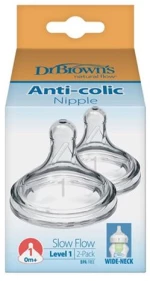DR. BROWNS Dr. Brown's Natural Flow Θηλές από Σιλικόνη για 0+ μηνών 2τμχ