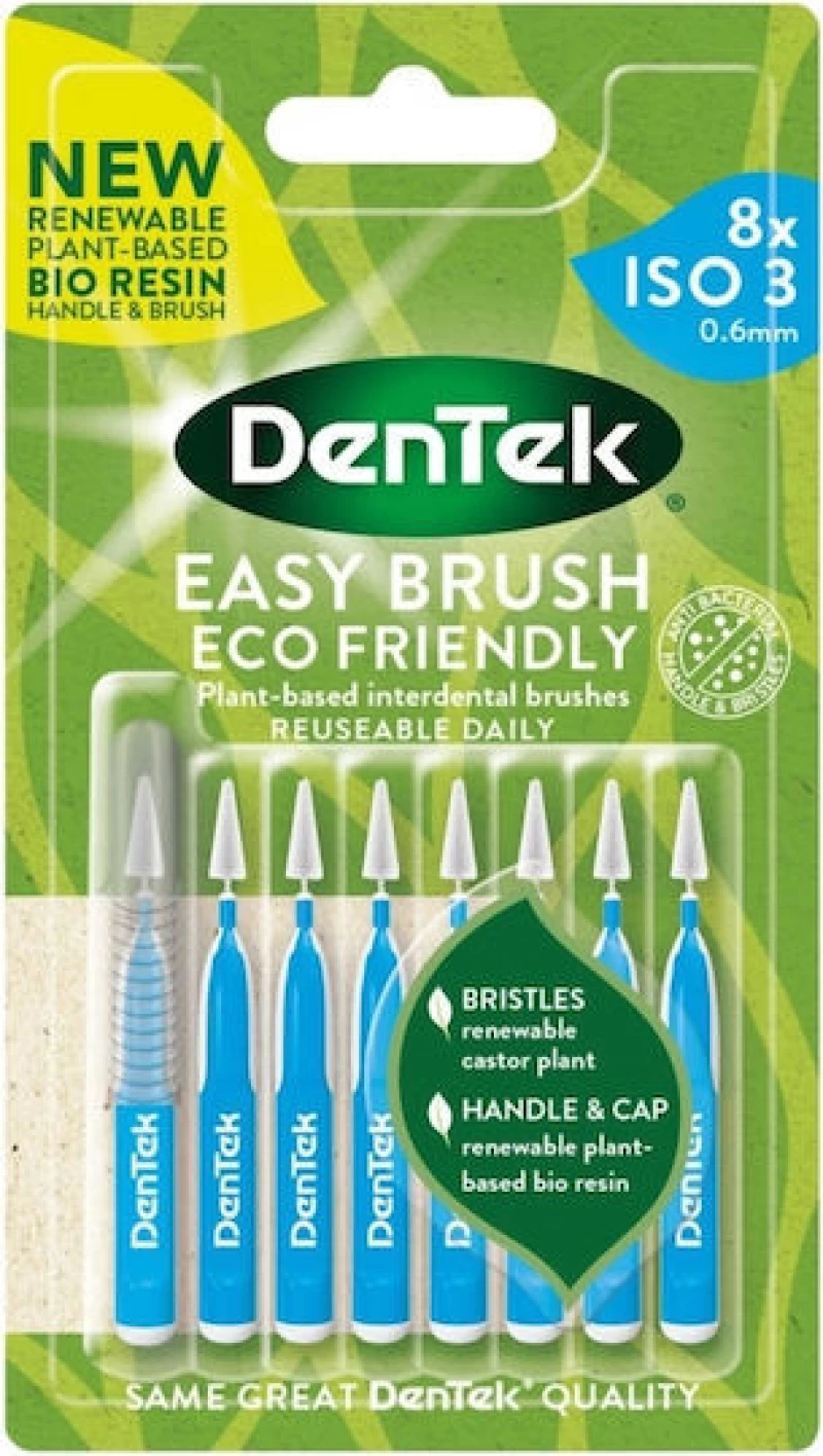 DENTEK Easy Brush Eco Friendly Μεσοδόντια Βουρτσάκια ISO 3 0.6mm Μπλε 8 Τεμάχια
