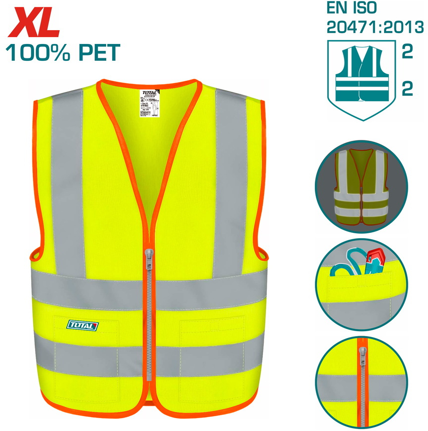 Γιλέκο εργασίας ανακλαστικό κίτρινο XL TOTAL TSP63XL