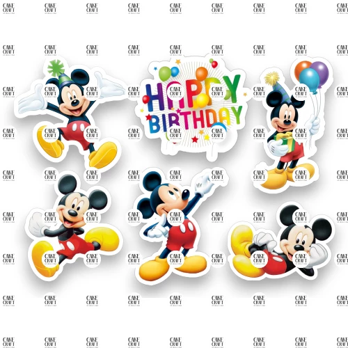 Βρώσιμα σχέδια Mickey's Birthday - 6τμχ