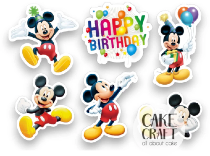 Βρώσιμα σχέδια Mickey's Birthday - 6τμχ