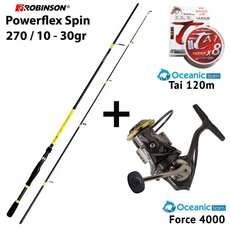Combo Spinning Robinson Powerflex 270 10-30 + Oceanic Team Force 4000 + Oceanic Team Tai 120m