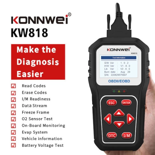 Konnwei KW818 Διαγνωστικό Αυτοκινήτου Ψηφιακό OBD 2 με Bluetooth