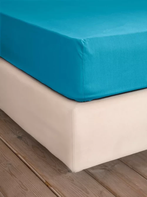 Σεντόνι Unicolors - Petrol Blue Πετρόλ Μονό με Λάστιχο 100x200+32