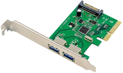 POWERTECH κάρτα επέκτασης PCIe x4 σε 2x USB ST619, 10Gbps, ASM1142