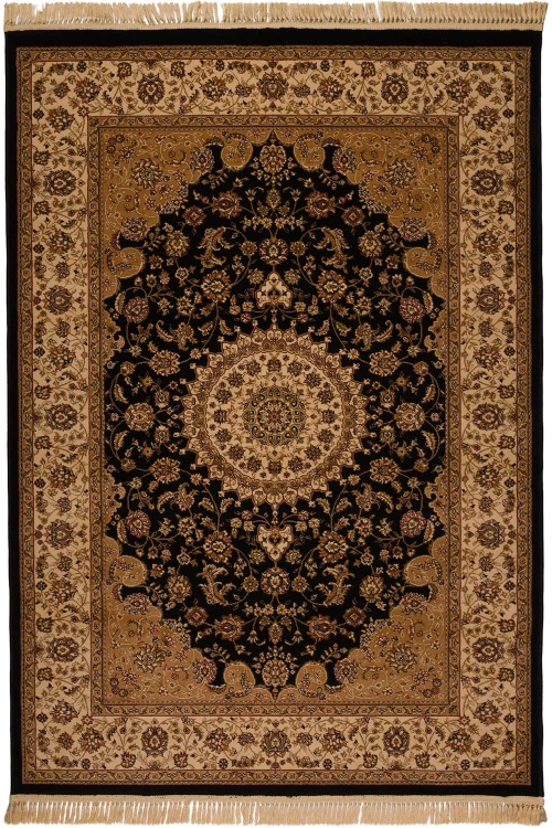Χαλί Isfahan 2438A Black-Cream Βιοκαρπέτ 80X220cm