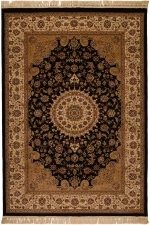 Χαλί Isfahan 2438A Black-Cream Βιοκαρπέτ 80X220cm