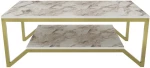 Τραπέζι Σαλονιού Flora 322RTC1202 120x60x45,8cm Marble Effect White-Gold
