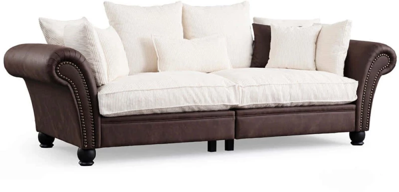 Καναπές Τριθέσιος Lawrence 560ARE1561 275x110x76cm Brown-White