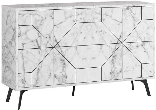 Μπουφές Dune 855DTE4219 123x35x62,4cm Marble Effect White Μοριοσανίδα, Μελαμίνη
