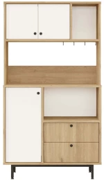 Ντουλάπι Κουζίνας 956LCS3560 88x35,5x161,2cm Oak-White Μοριοσανίδα, Μέταλλο