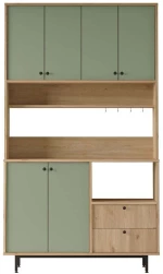 Ντουλάπι Κουζίνας 956LCS3585 120x35,5x205cm Oak-Green Μοριοσανίδα, Μέταλλο