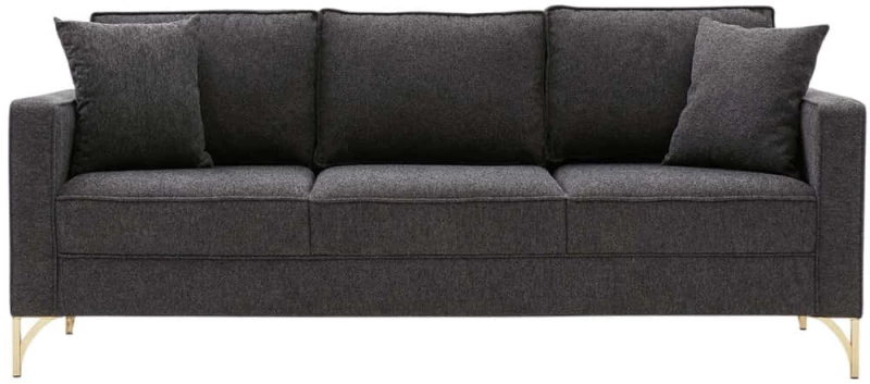 Καναπές Τριθέσιος Berlin 825BLC2795 220x91x83cm Anthracite-Gold