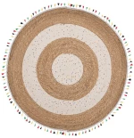 Χαλί Στρόγγυλο Με Κρόσια 90165 Ecru-Natural 120X120cm Round