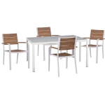 Τραπεζαρία Κήπου (Σετ 5Τμχ) HM11706.01 55x56x85cm White-Natural 4 Θέσεων