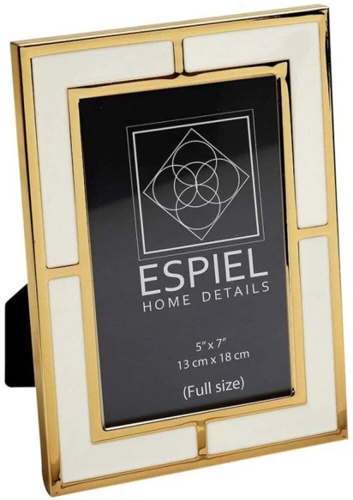 Κορνίζα FAM703 15x20cm White-Gold Espiel Μέταλλο,Αλουμίνιο