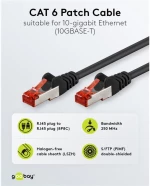 GOOBAY καλώδιο δικτύου 68687, CAT 6A S/FTP, 250MHz, copper, 0.5m, μαύρο