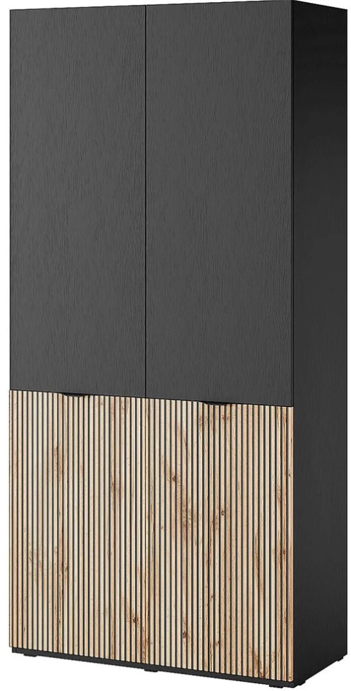 Ντουλάπα Δίφυλλη Sandbox Sento 101x51x200cm Anthracite-Natural Two Door Μελαμίνη,Mdf