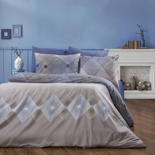 Σεντόνια Καλλιρόη 604 (Σετ 3τμχ) Grey-Blue DimCol Single 160x240cm Βαμβάκι-Πολυέστερ