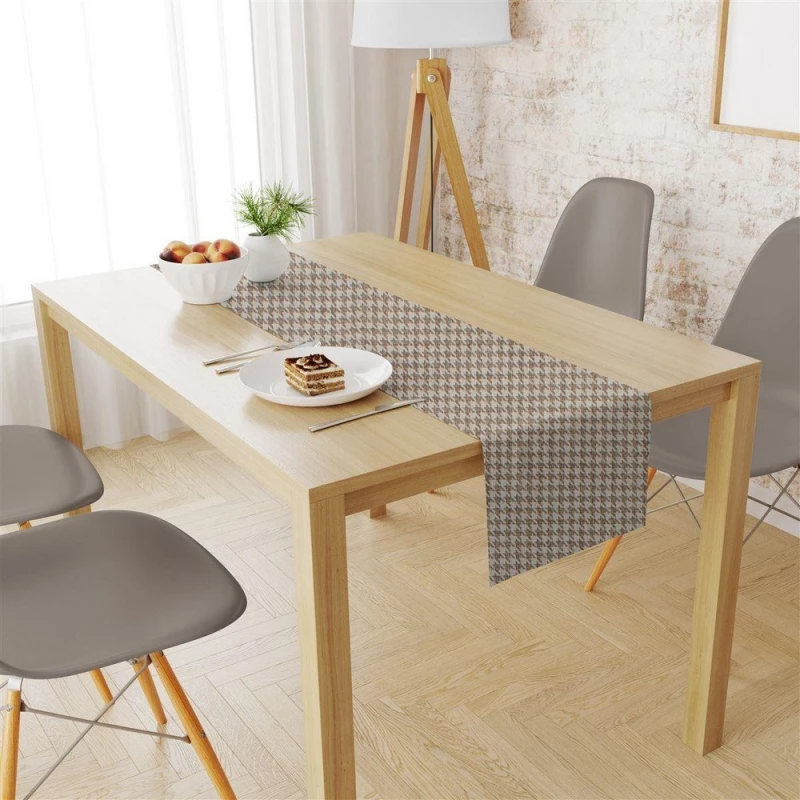 Τραβέρσα Αλέκιαστη Houndstooth 473 Beige DimCol 40Χ180 Βαμβάκι-Πολυέστερ