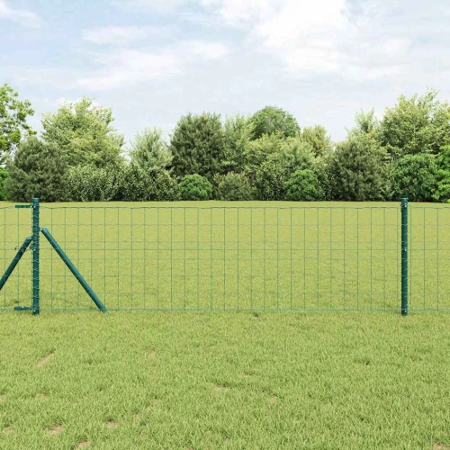 vidaXL Ευρωπαϊκός φράκτης με 7 πόστ στήριξης 0.8x10 m. Γαλβανισμένος χάλυβας και πράσινος χρώμα.