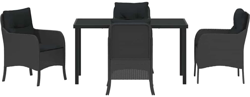 vidaXL Σετ Τραπεζαρίας Κήπου 5 τεμαχίων με Μαξιλάρια Μαύρο Πολυρατάν
