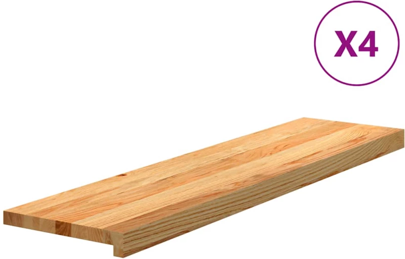 vidaXL Πατάκια Σκάλας 4 τεμ. Ανοιχτό Καφέ 100x25x2 cm Ξύλο Δρυός