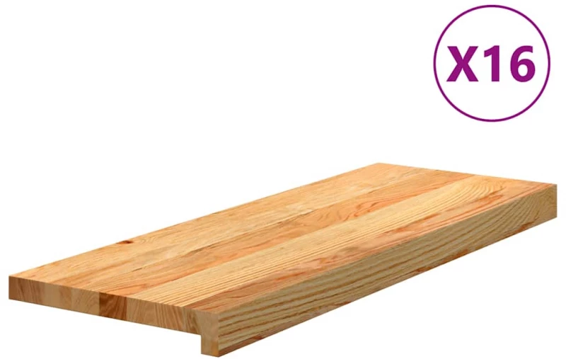 vidaXL Πατάκια Σκάλας 16 τεμ. Ανοιχτό Καφέ 70x25x2 cm Ξύλο Δρυός