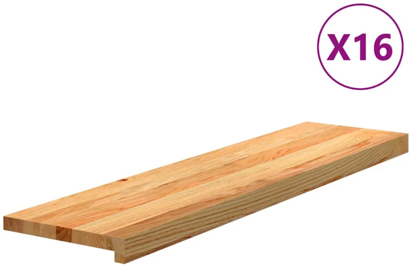 vidaXL Πατάκια Σκάλας 16 τεμ. Ανοιχτό Καφέ 100x25x2 cm Ξύλο Δρυός