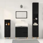 vidaXL Σετ Ντουλαπιών Μπάνιου 3 Τεμαχίων Μαύρη Δρυός Επεξεργασμένο Ξύλο