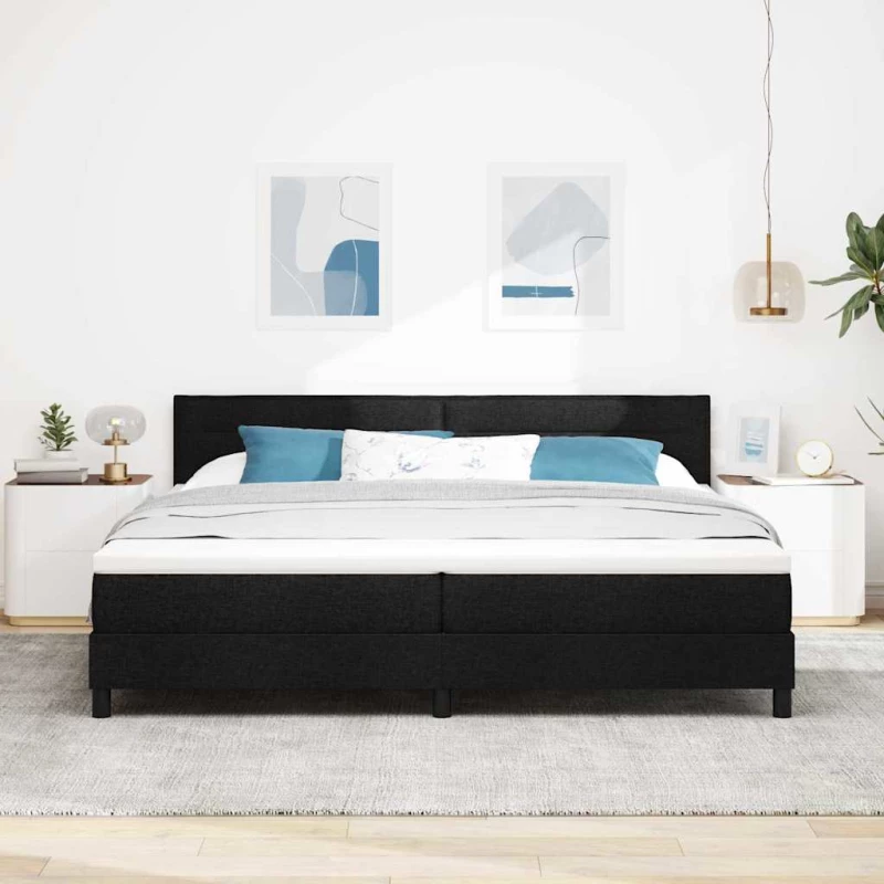 vidaXL Κρεβάτι Box Spring με Στρώμα Μαύρο 200x200 εκ Υφασμάτινο