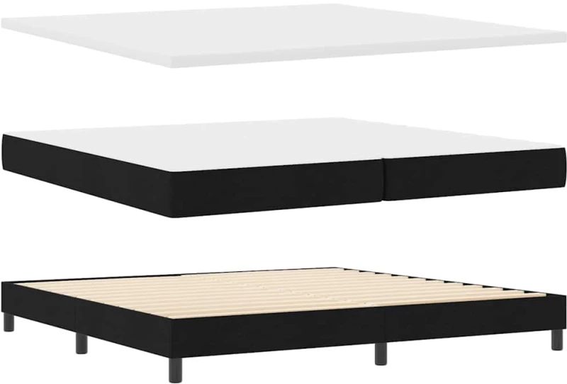 vidaXL Κρεβάτι Box Spring με Στρώμα Μαύρο 200x200 εκ Υφασμάτινο