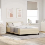 vidaXL Κρεβάτι Box Spring με Στρώμα Κρέμα 140x200 εκ. Υφασμάτινο