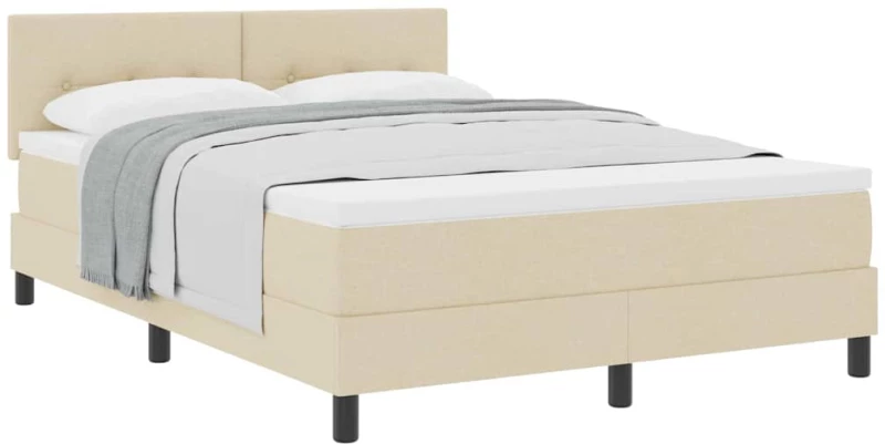 vidaXL Κρεβάτι Box Spring με Στρώμα Κρέμα 140x200 εκ. Υφασμάτινο
