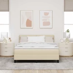 vidaXL Κρεβάτι Box Spring με Στρώμα Κρέμα 140x200 εκ. Υφασμάτινο