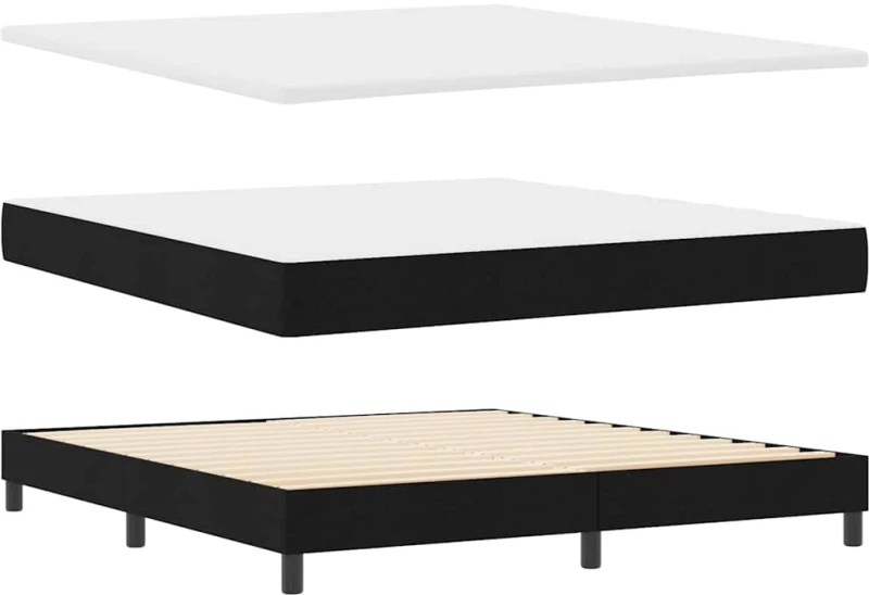 vidaXL Κρεβάτι κουτιού με στρώμα Μαύρο 180x200 εκ Ύφασμα