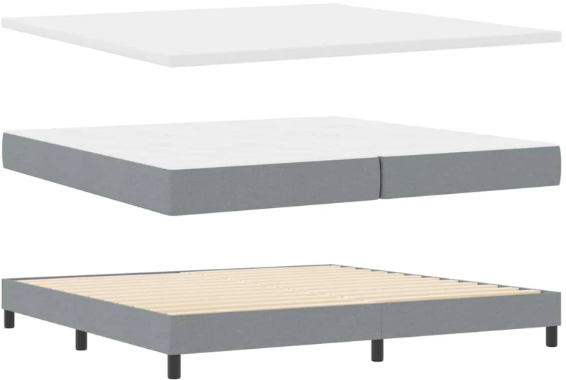 vidaXL κρεβάτι με Βάση με Στρώμα Ανοιχτό Γκρι 200x200 cm Ύφασμα