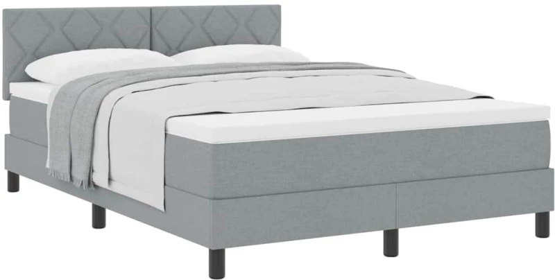vidaXL Κρεβάτι Box Spring με Στρώμα Σε Ανοιχτό Γκρι 160x200 εκ. Υφάσματος