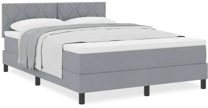 vidaXL Κρεβάτι Box Spring με Στρώμα Σε Ανοιχτό Γκρι 160x200 εκ. Υφάσματος