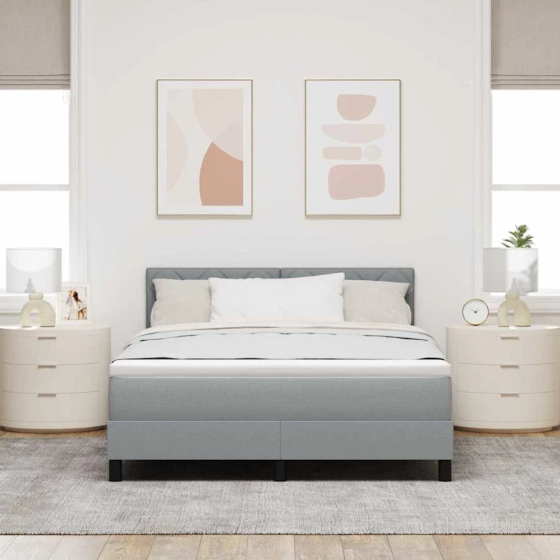 vidaXL Κρεβάτι Box Spring με Στρώμα Σε Ανοιχτό Γκρι 160x200 εκ. Υφάσματος