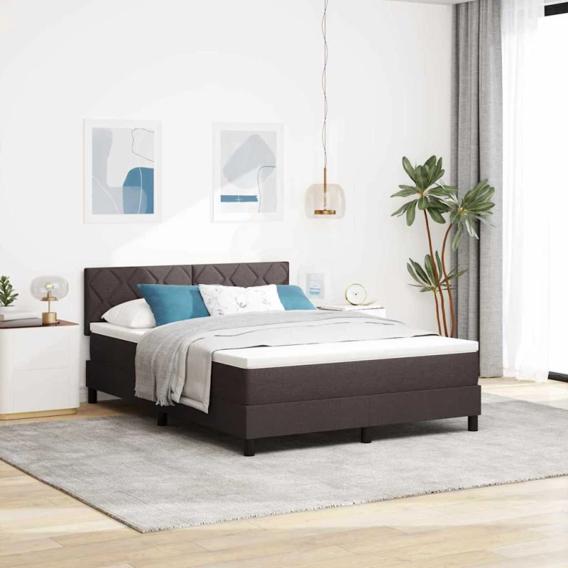 vidaXL Κρεβάτι με Στηρίγματα και Στρώμα & LED Καφέ 160x200 εκ. Ύφασμα